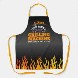 Delantal Una máquina de parrilla formidable Llama encendida