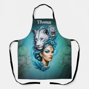 Delantal Una mujer cautivadora con una majestuosa cabeza de