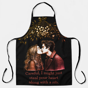 Delantal Una mujer que se une con la barbacoa en los delant