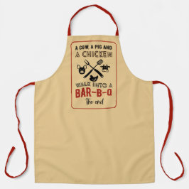Delantal Una Vaca Un Cerdo Un Pollo Camina A Una Barbacoa A