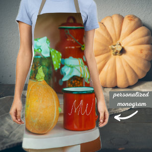 Delantal Una vida rusa con calabaza y una taza roja