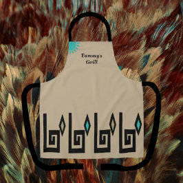 Delantal Único Apron estilo azteca del suroeste de Khaki