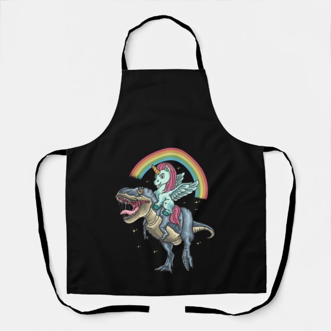 Delantal Unicorn Riding T rex Dinosaur (Anverso)