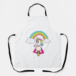 Delantal Unicorn Superhero vuela a la camiseta del arcoiris