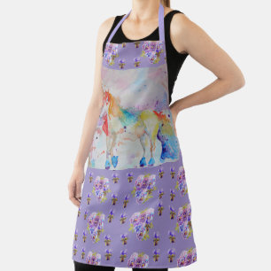 Delantal Unicornio acuarela Cute morado animal
