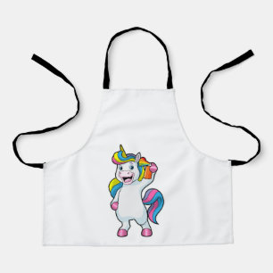 Delantal Unicornio como peluquero con aerosol de pelo