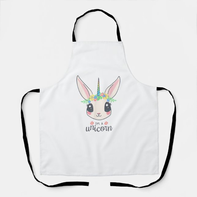 Delantal unicornio de conejo lindo y divertido (Anverso)