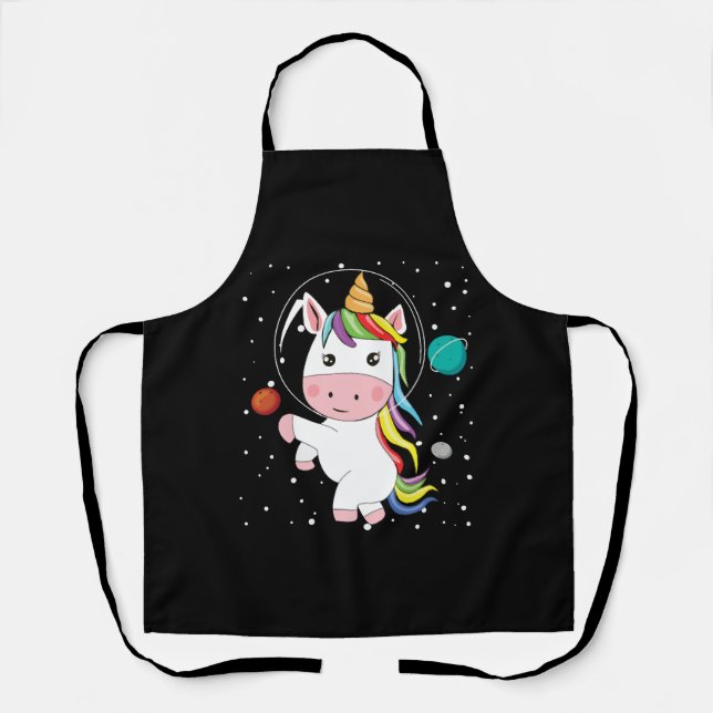 Delantal Unicornio En El Espacio (Anverso)