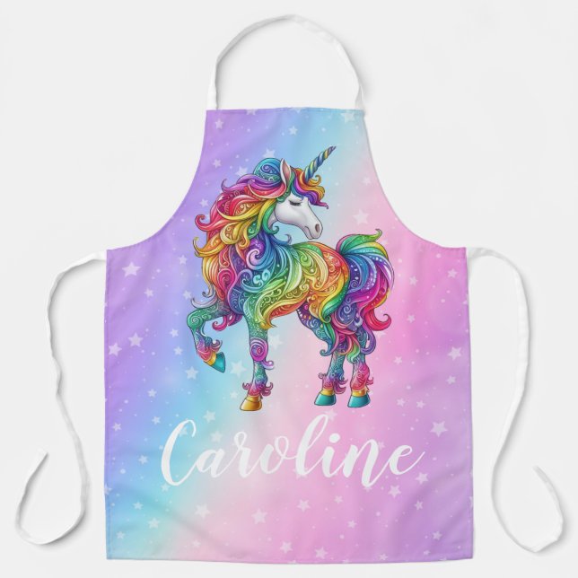 Delantal Unicornio mágico colorido (Anverso)