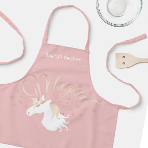 Delantal Unicornio Mágico Rosa Moderno Personalizado