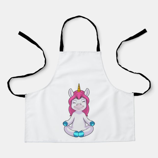 Delantal Unicornio meditando sentado (Anverso)