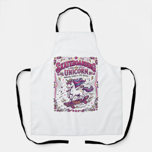 Delantal Unicornio Patinaje Unicornio Elegante Fondo Blanco