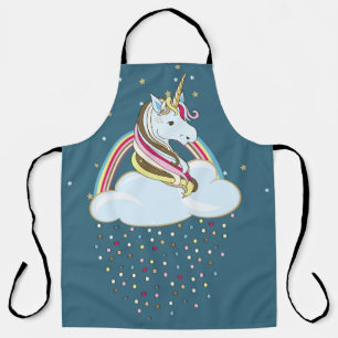 Delantal Unicornio vintage: Ilustracion de nubes arcoiris
