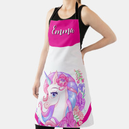 Delantal unicornio y personaliza la tripulación de tu nombr