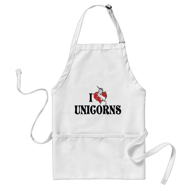 Delantal Unicornios de Corazón que Amo (Frente)