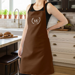Delantal Unisex Apron with Monogram,  Dark Brown, Rustic 