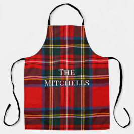 Delantal Unisex PERSONALIZADO Cuadros Rojo Royal S
