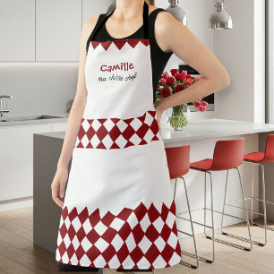 Delantal Unisex Red and White Checkered Apron - Modern
