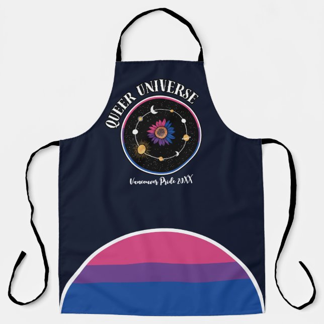 Delantal Universo gay LGBTQ, girasol de bandera bisexual (Anverso)