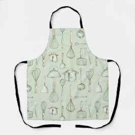 Delantal Utensilios de cocina de menta sartenes