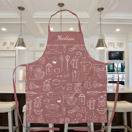 Delantal Utensilios de Cocina Modernos Vintage Dibujo Adora