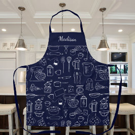 Delantal Utensilios de Cocina Modernos Vintage Dibujo Adora