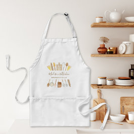 Delantal Utensilios de cocina personalizados con acuarela