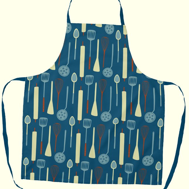 Delantal Utensilios de cocina retro (Retro kitchen utensils fun yellow apron for your favorite cook, chef or baker)