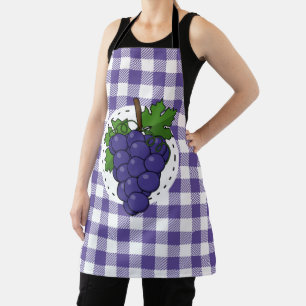 Delantal Uvas sobre cuadros violeta claro