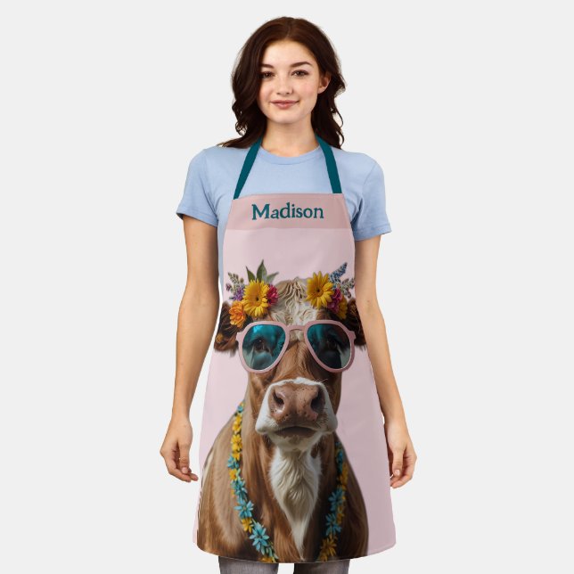 Delantal Vaca Alegre Con Gafas De Sol (Gastado)