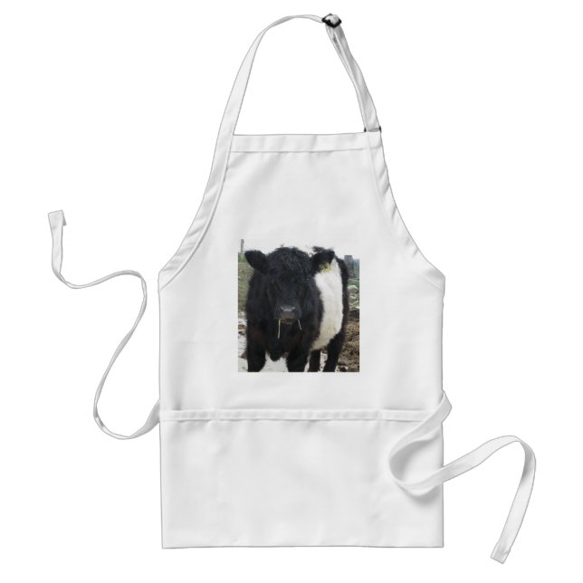 Delantal Vaca ceñida de Galloway que come el heno (Frente)