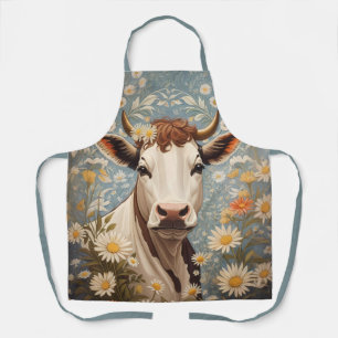 Delantal Vaca Cuta Con Flores De Daisy