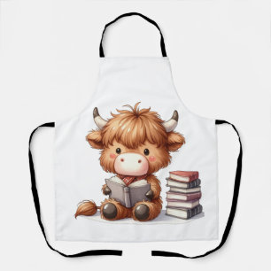 Delantal Vaca de las Tierras Altas Leyendo Libros