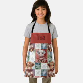 Delantal Vaca de las Tierras Altas Navidad Lindo Personaliz