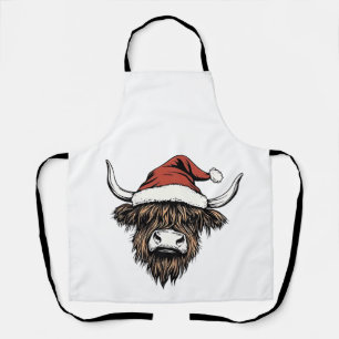 Delantal Vaca de las Tierras Altas Navidad Xmas Santa Lanud