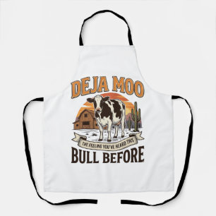 Delantal Vaca divertida Deja Moo diseño de camisa western v