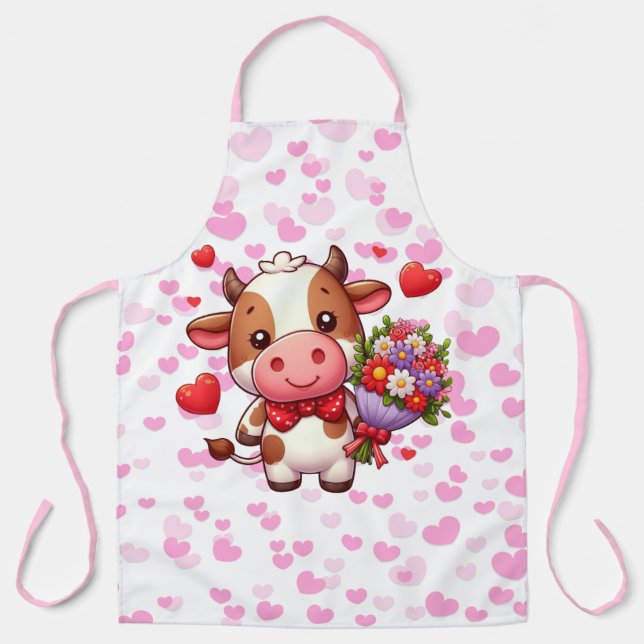 Delantal Vaca El día de San Valentín (Anverso)