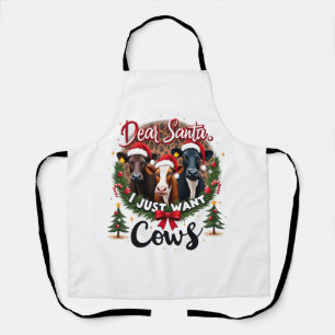 Delantal Vaca Navidad Querido Santa Solo Quiero Vacas Diver