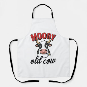 Delantal Vaca vieja malhumorada Diseño de camiseta de vaca