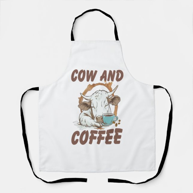 Delantal Vaca y café, divertida Chica occidental (Anverso)