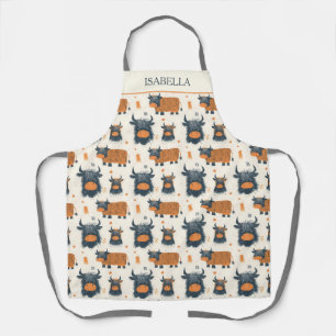 Delantal Vacas Altas Lindas Naranja Gris Personalizadas