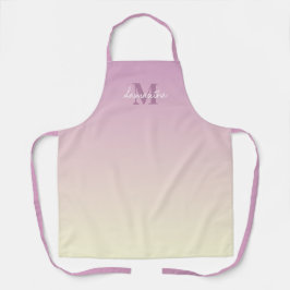 Delantal Vainilla Rosa Girona Ombre Nombre Monograma Apron