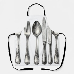 Delantal Vajilla de plata vintage cubiertos de cocina ornam