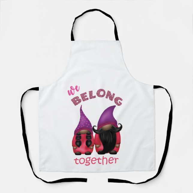 Delantal Valentine gnomes: pertenecemos juntos a apron (Anverso)