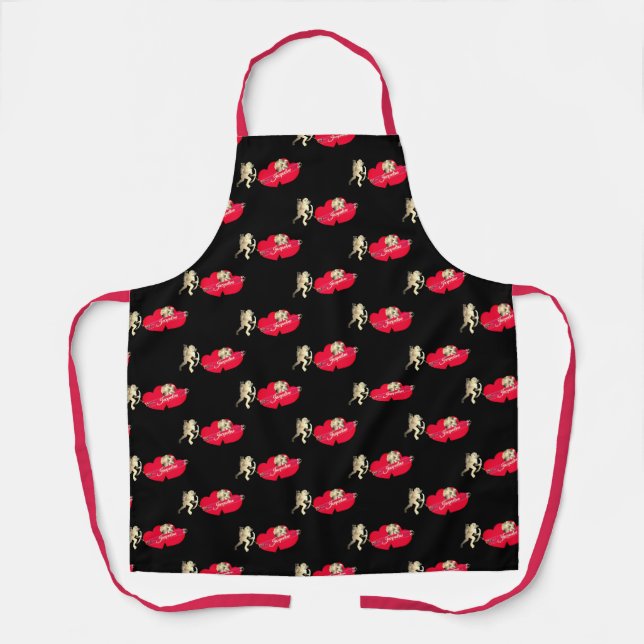 Delantal Valentine's Cupid w/Hearts All-Over Print Apron (Anverso)