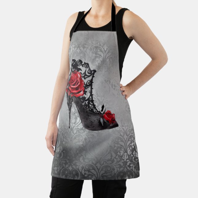 Delantal Vampy Vogue Grunge | Rosas de Stiletto Lace Bootie (in situ)