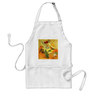 Delantal Van Gogh pintando caprichosas flores vides floreci