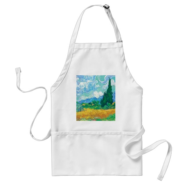 Delantal Van Gogh Wheatfield con cipreses (Frente)