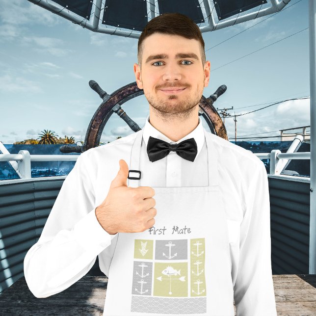 Delantal Vane del clima de peces náutico amarillo y gris (Subido por el creador)