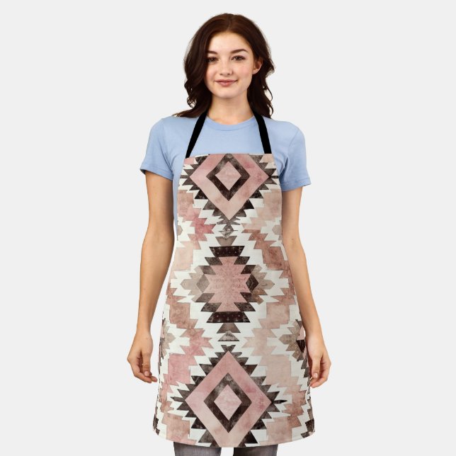 Delantal Vaquera marrón rosa de la tribu suroeste (Gastado)